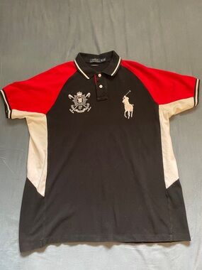 Polo Ralph Lauren Black, Red & White Jersey Polo Shirt